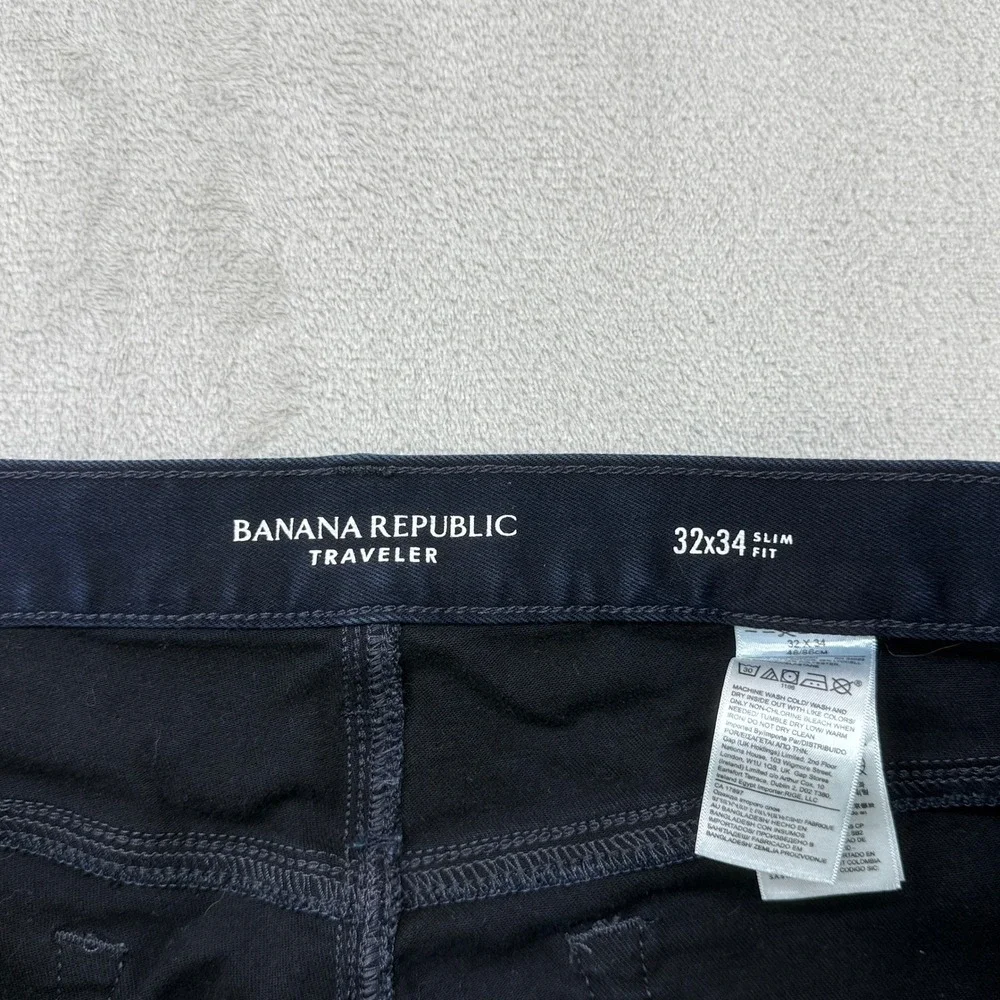 Banana Republic Traveler Jeans Mens 32x34 Dark Wash Slim Luxe Stretch Preppy